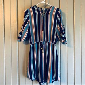 Women’s Half Zip Striped Long sleeve Tunic Dress